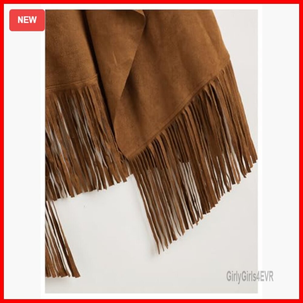 Fringe Suede Western Cowgirl Vest, Sleeveless Tassel Vest for Rodeo - Picture 2 of 4